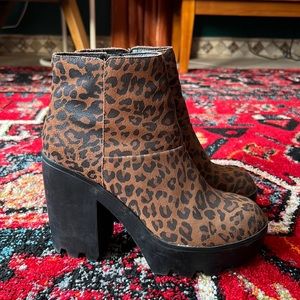 Leopard Platform Booties